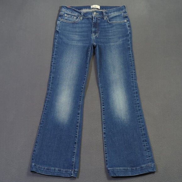 7 For All Mankind Jeans Women's 28 Blue Dojo NYD Denim Flare Wide Leg Denim - Picture 2 of 14